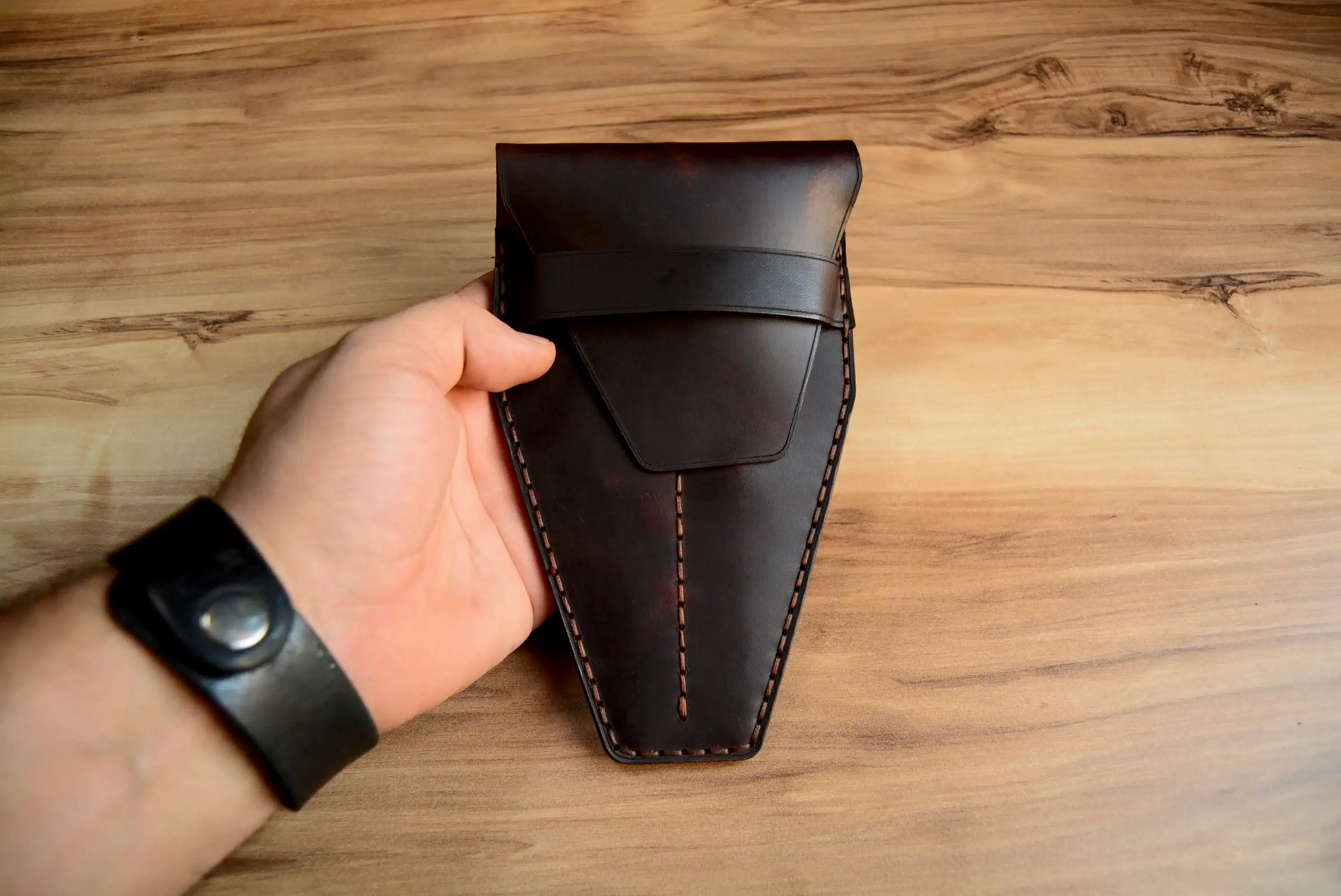 Makas Cüzdanı Deri Kılıf Hakiki Deri El Dikişi 2’li