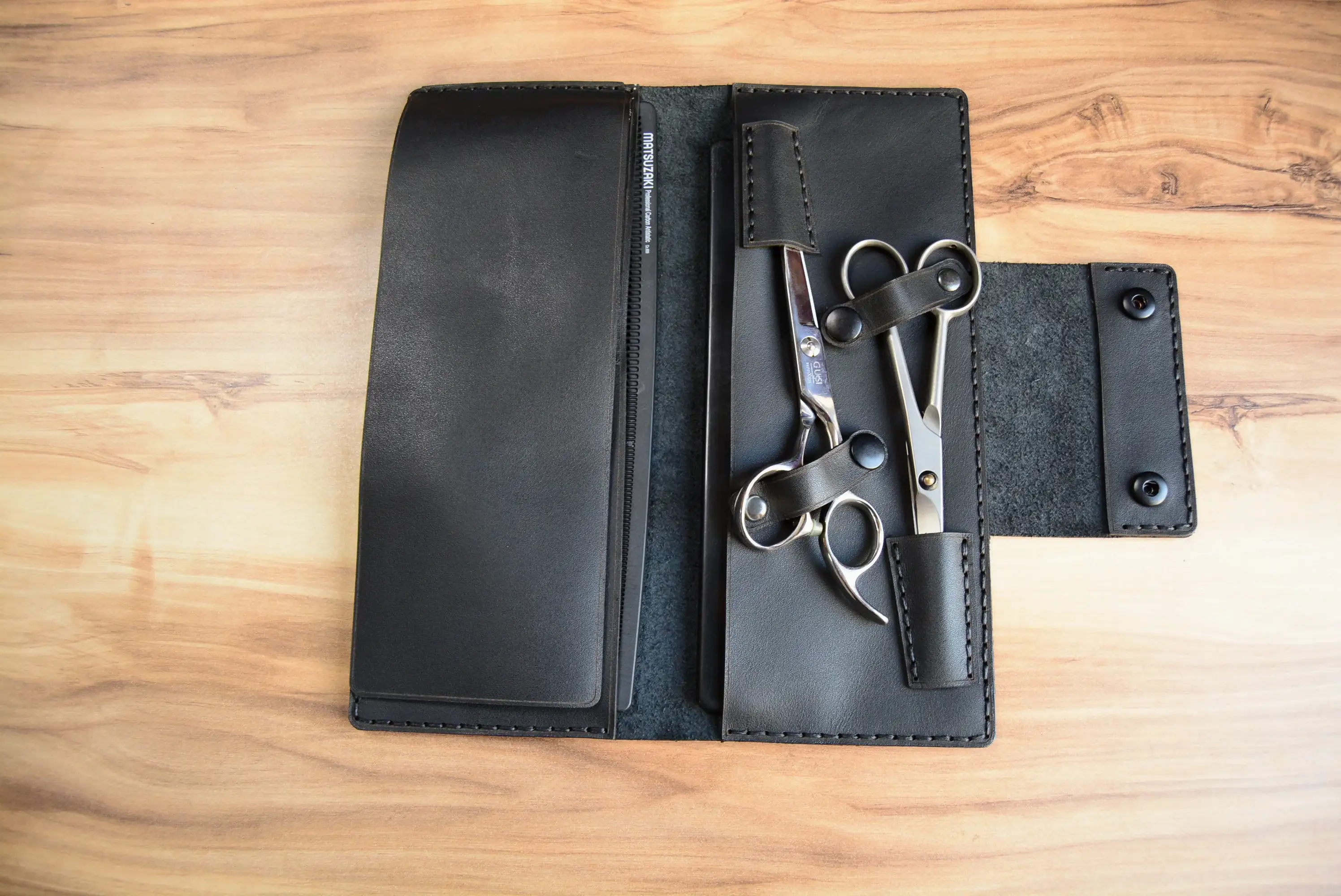 Makas Cüzdanı Deri Organizer Hakiki Deri El Dikişi