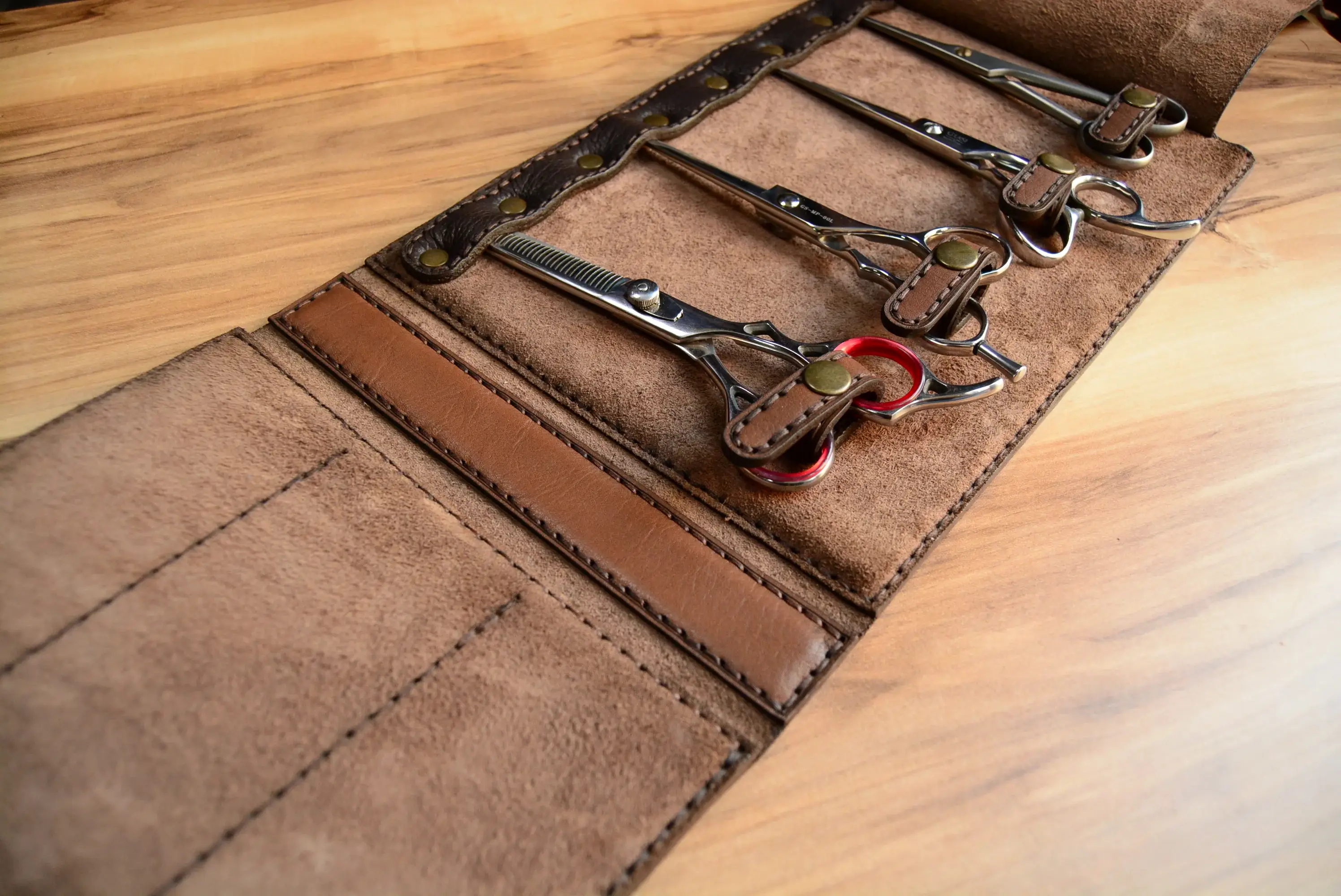 Makas Klasörü Deri Organizer Hakiki Deri El Dikişi 4’lü