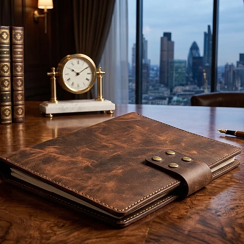 A4 Organizer Deri El Yapımı Hakiki Deri Çok Bölmeli