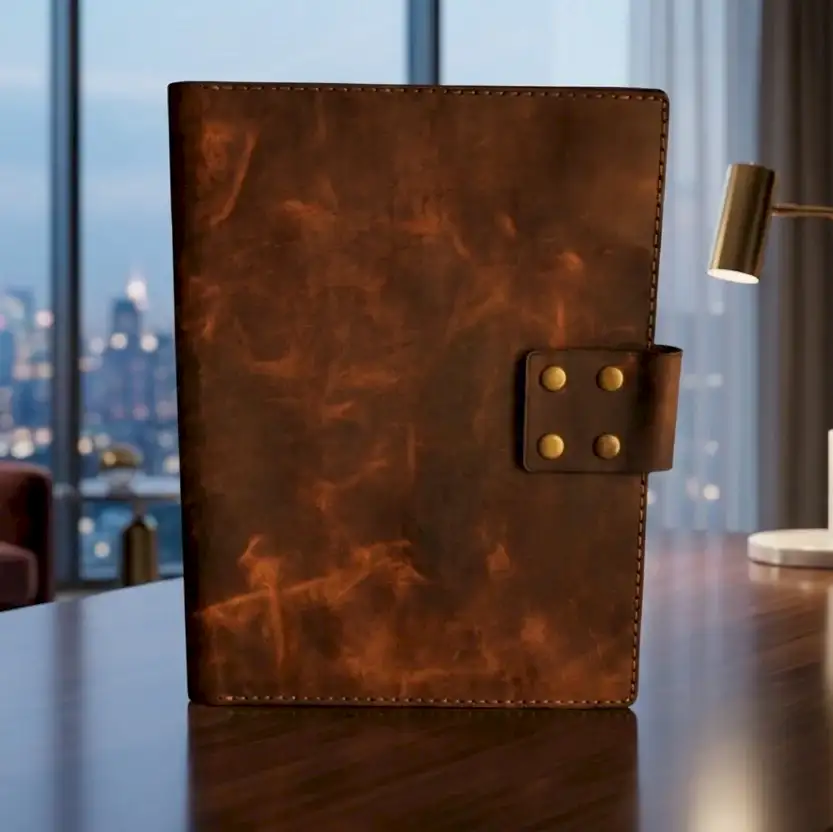 A4 Organizer Deri El Yapımı Hakiki Deri Çok Bölmeli