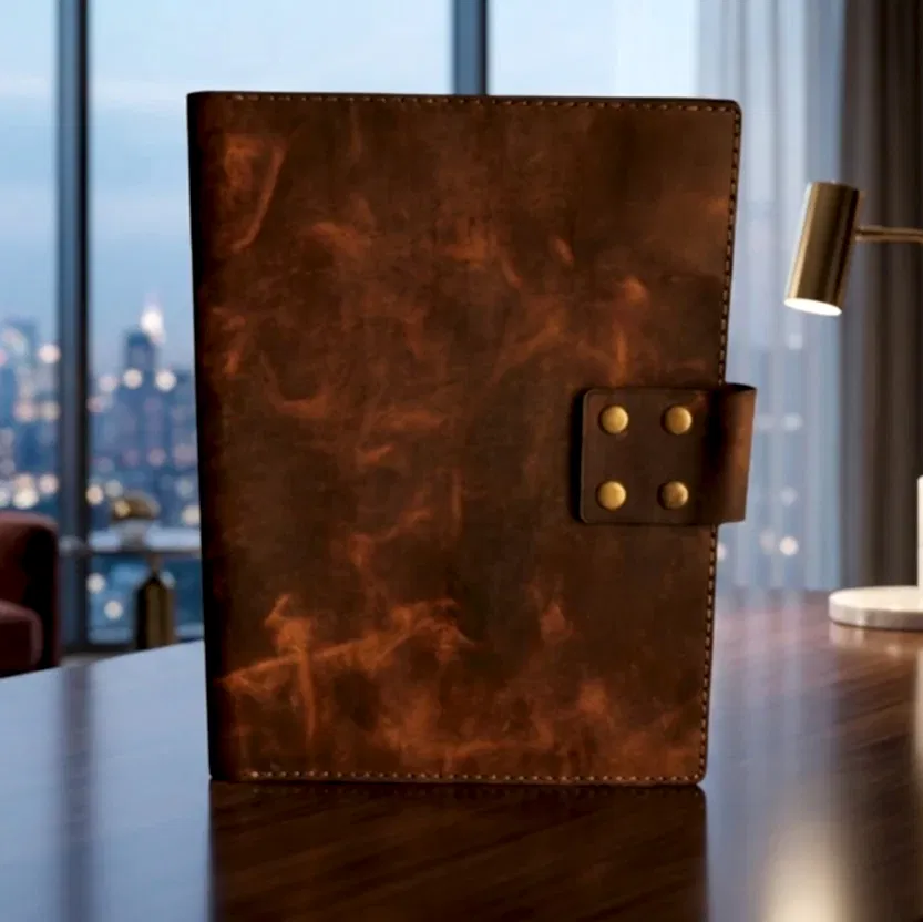 A4 Organizer Deri El Yapımı Hakiki Deri Çok Bölmeli