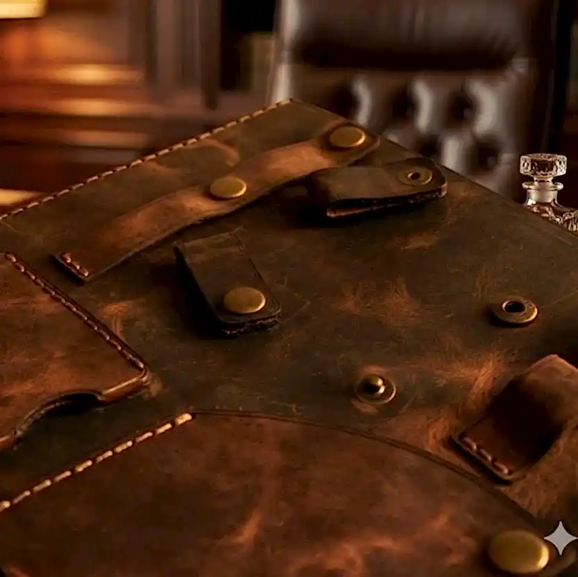 A4 Organizer Deri El Yapımı Hakiki Deri Çok Bölmeli