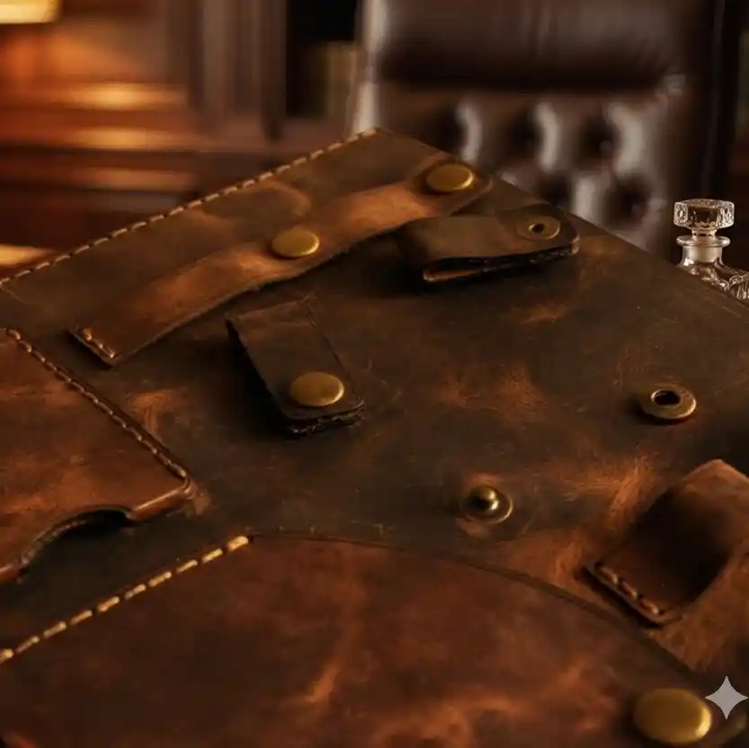 A4 Organizer Deri El Yapımı Hakiki Deri Çok Bölmeli