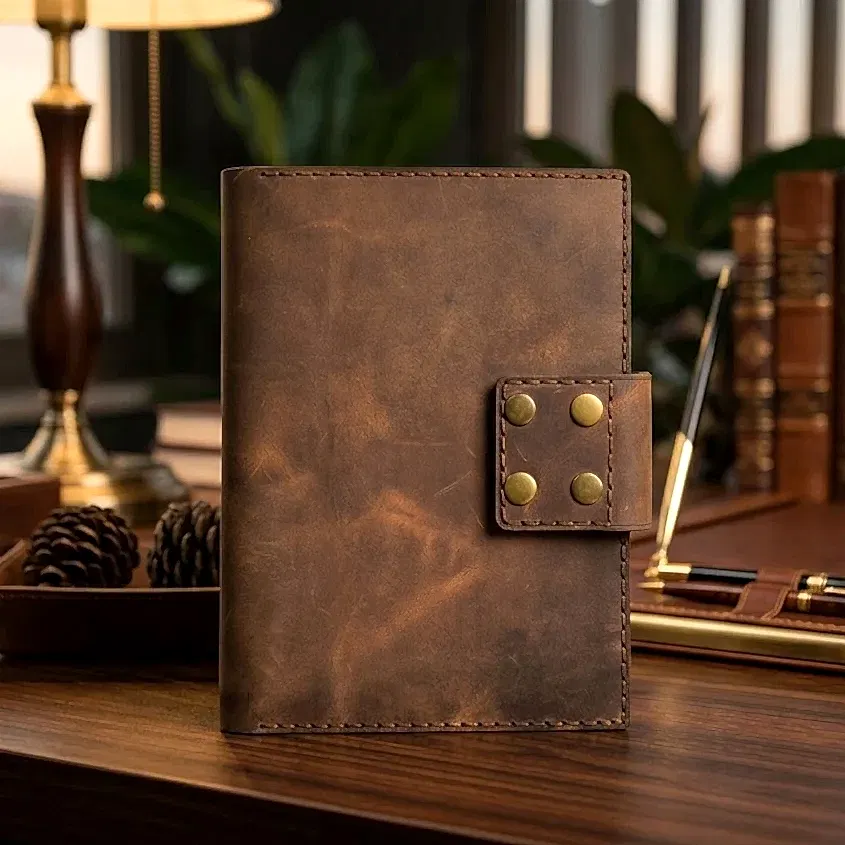 A5 Organizer Deri El Yapımı Hakiki Deri Çok Bölmeli