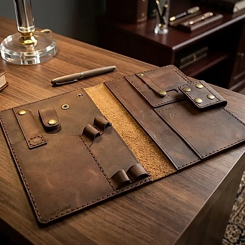 A5 Organizer Deri El Yapımı Hakiki Deri Çok Bölmeli