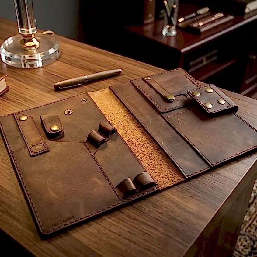 A5 Organizer Deri El Yapımı Hakiki Deri Çok Bölmeli