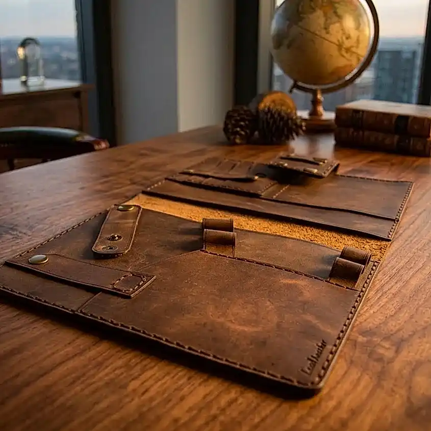 A5 Organizer Deri El Yapımı Hakiki Deri Çok Bölmeli