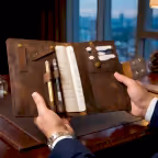 A5 Organizer Deri El Yapımı Hakiki Deri Çok Bölmeli