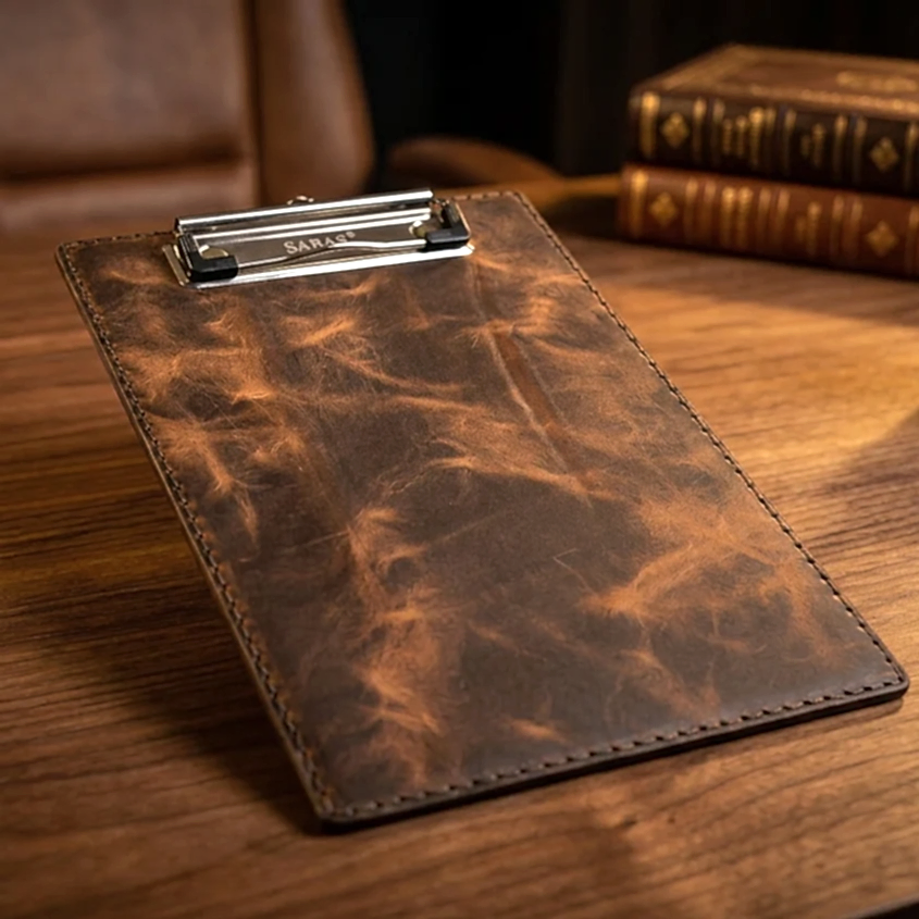 A5 Clipboard Sekreterlik Deri El Yapımı Hakiki Deri
