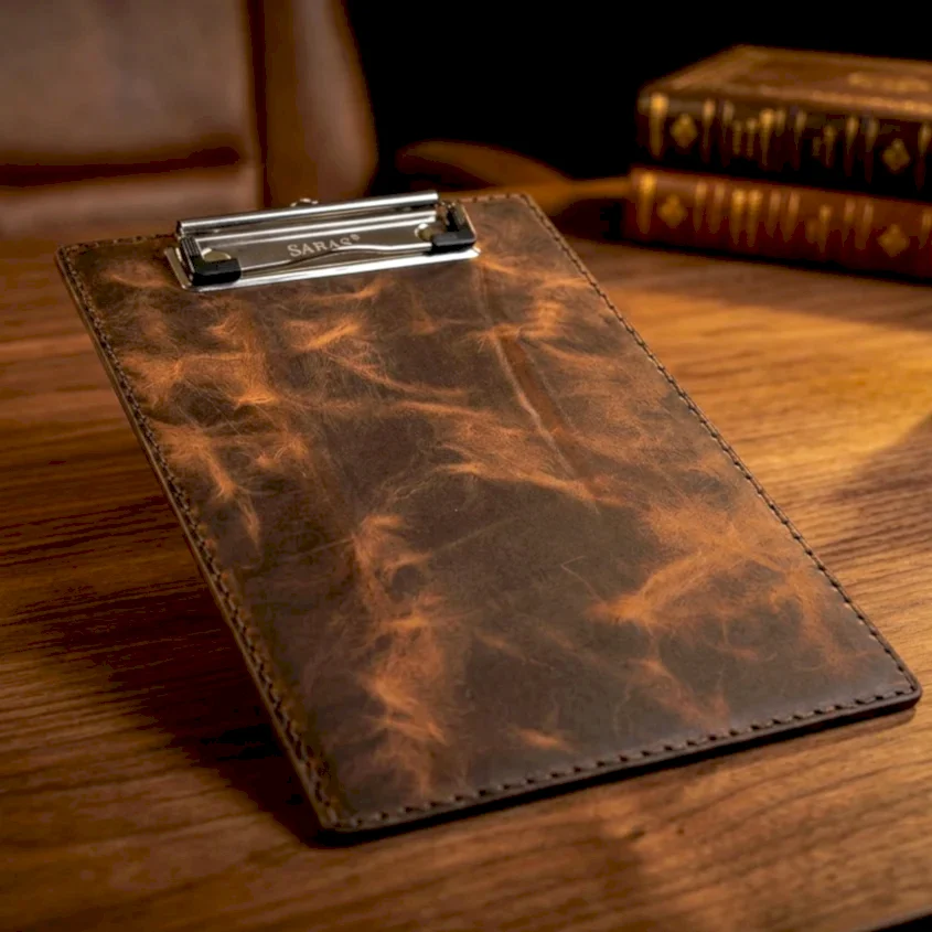 A5 Clipboard Sekreterlik Deri El Yapımı Hakiki Deri