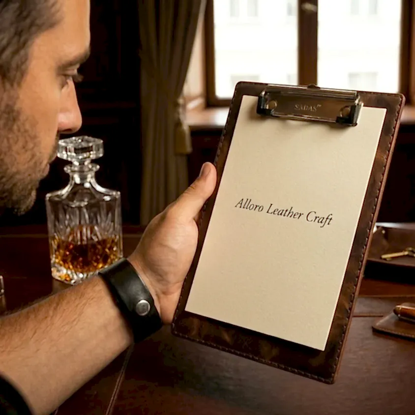 A5 Clipboard Sekreterlik Deri El Yapımı Hakiki Deri