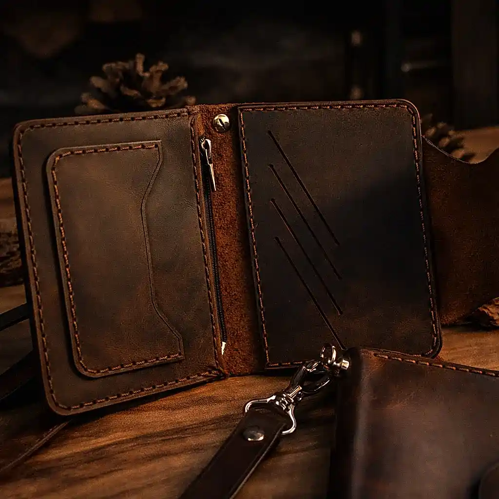 Afrodit Fermuarlı Cüzdan Çıtçıtlı Tasarım Hakiki Deri El Yapımı