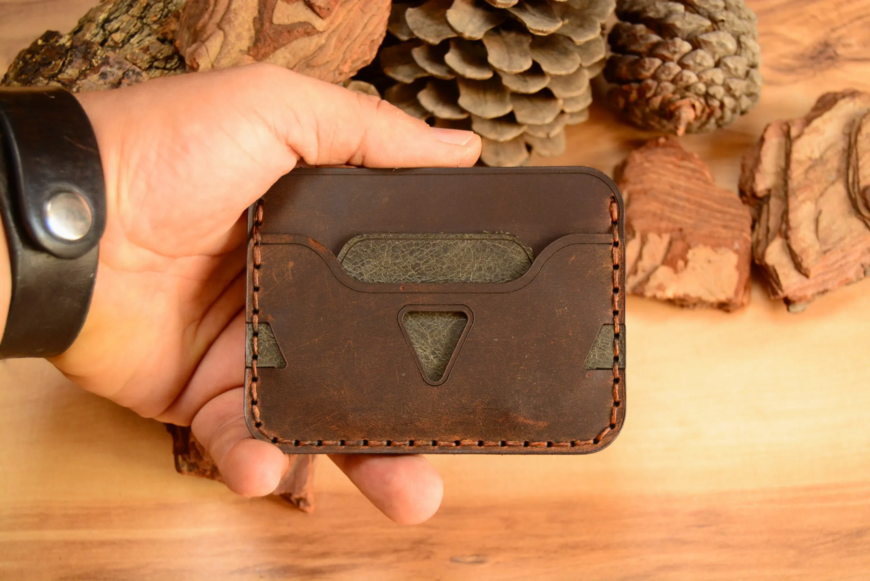 Agave Kartlık İnce Tasarım Hakiki Deri El Yapımı