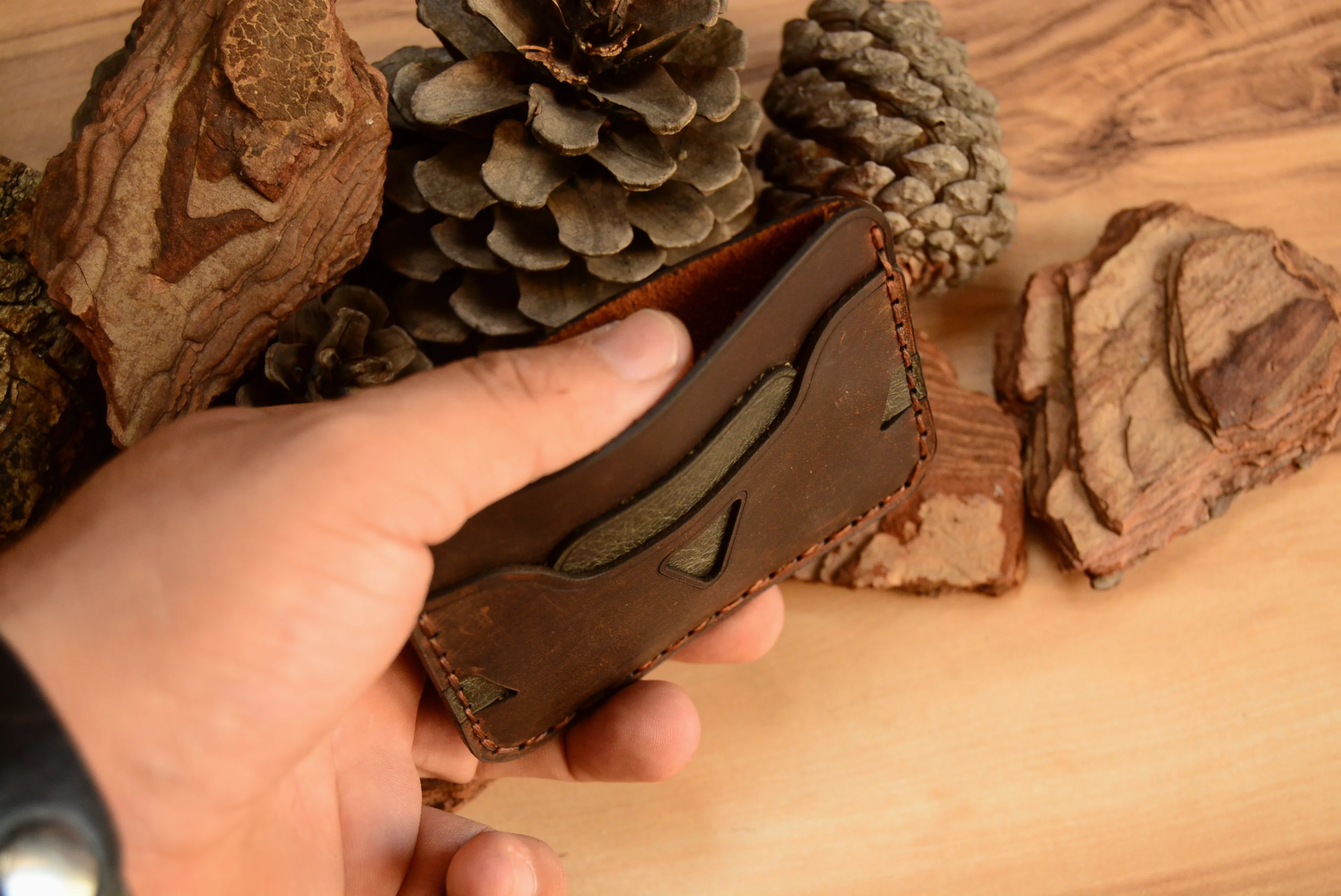 Agave Kartlık İnce Tasarım Hakiki Deri El Yapımı