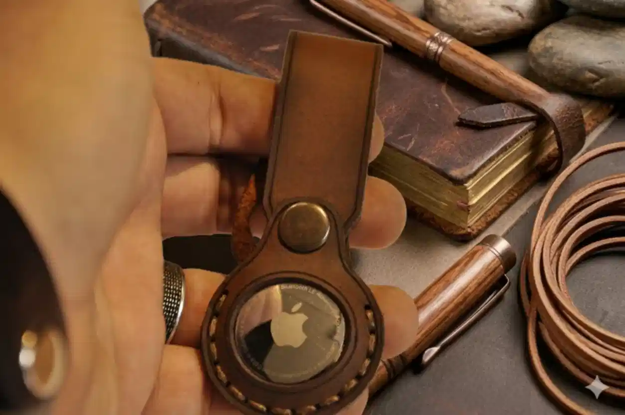 AirTag Uyumlu Deri Anahtarlık Hakiki Deri El Yapımı Loop