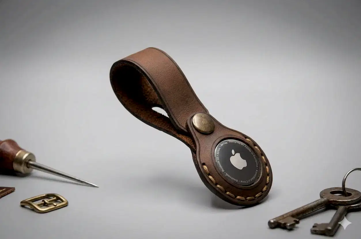 AirTag Uyumlu Deri Anahtarlık Hakiki Deri El Yapımı Loop