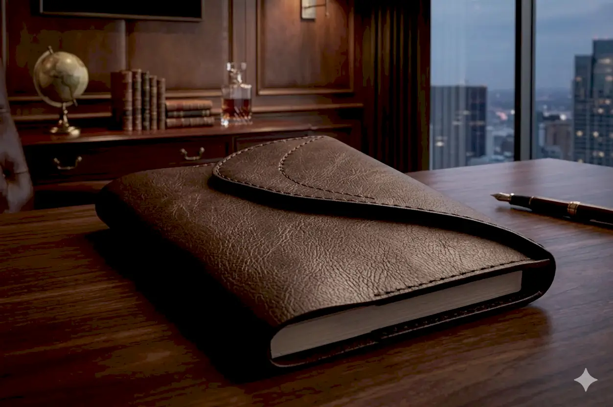 Hakiki Deri Ajanda Kılıfı V-1 El Dikişi Çıtçıtlı Kişisel