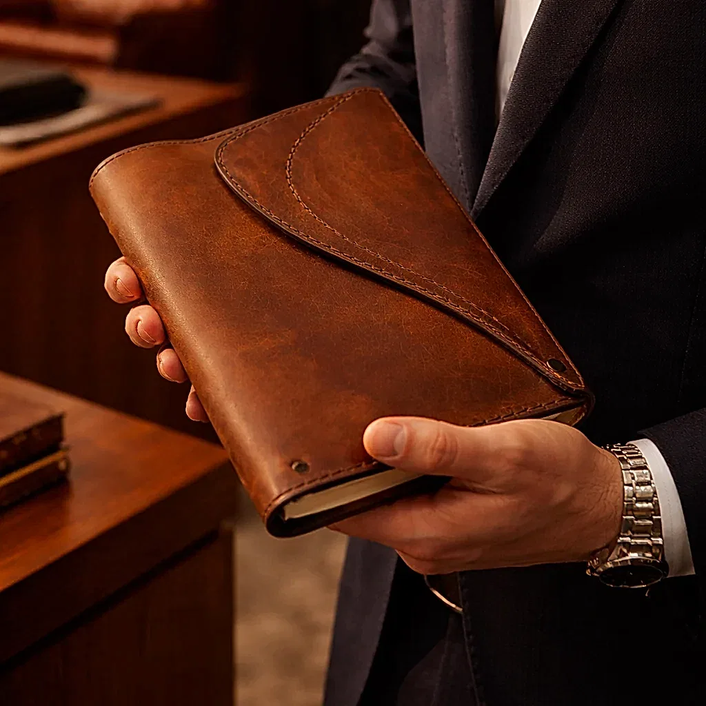 hakiki deri el yapimi hakiki deri ajanda kılıfı v-1 – çıtçıt kapaklı, kalem gözlü, kişiye özel isim yazılabilir (16x22 cm)