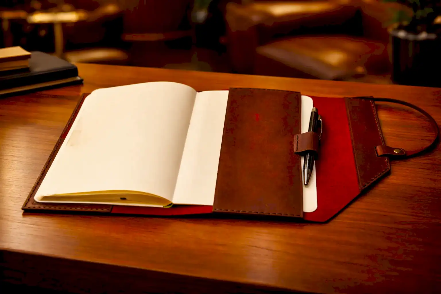 Hakiki Deri Ajanda Kılıfı V-2 El Dikişi Kuşaklı Kartlıklı