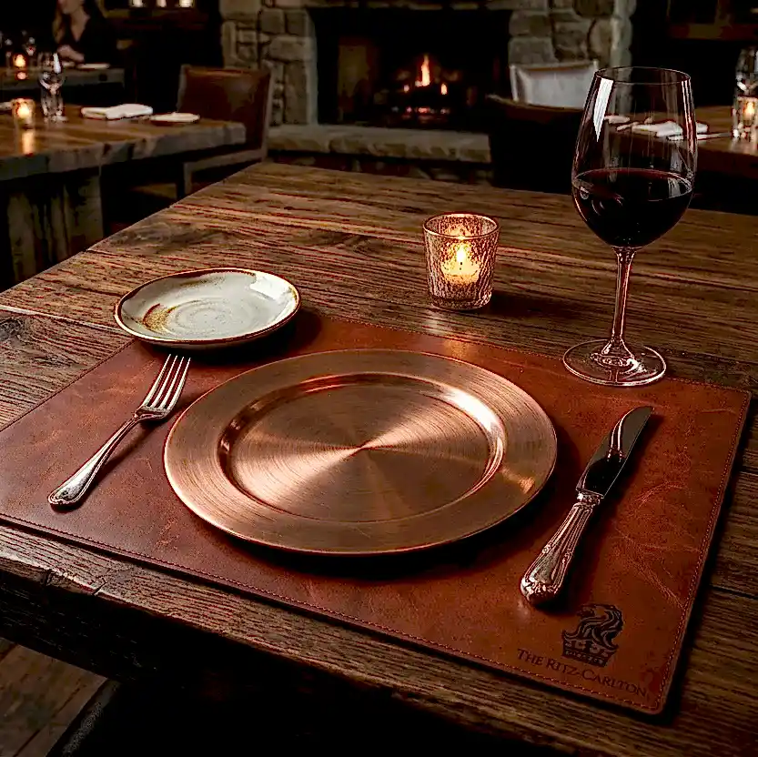 Amerikan Servis - Placemat - Deri El Yapımı Hakiki Deri 45x30 cm