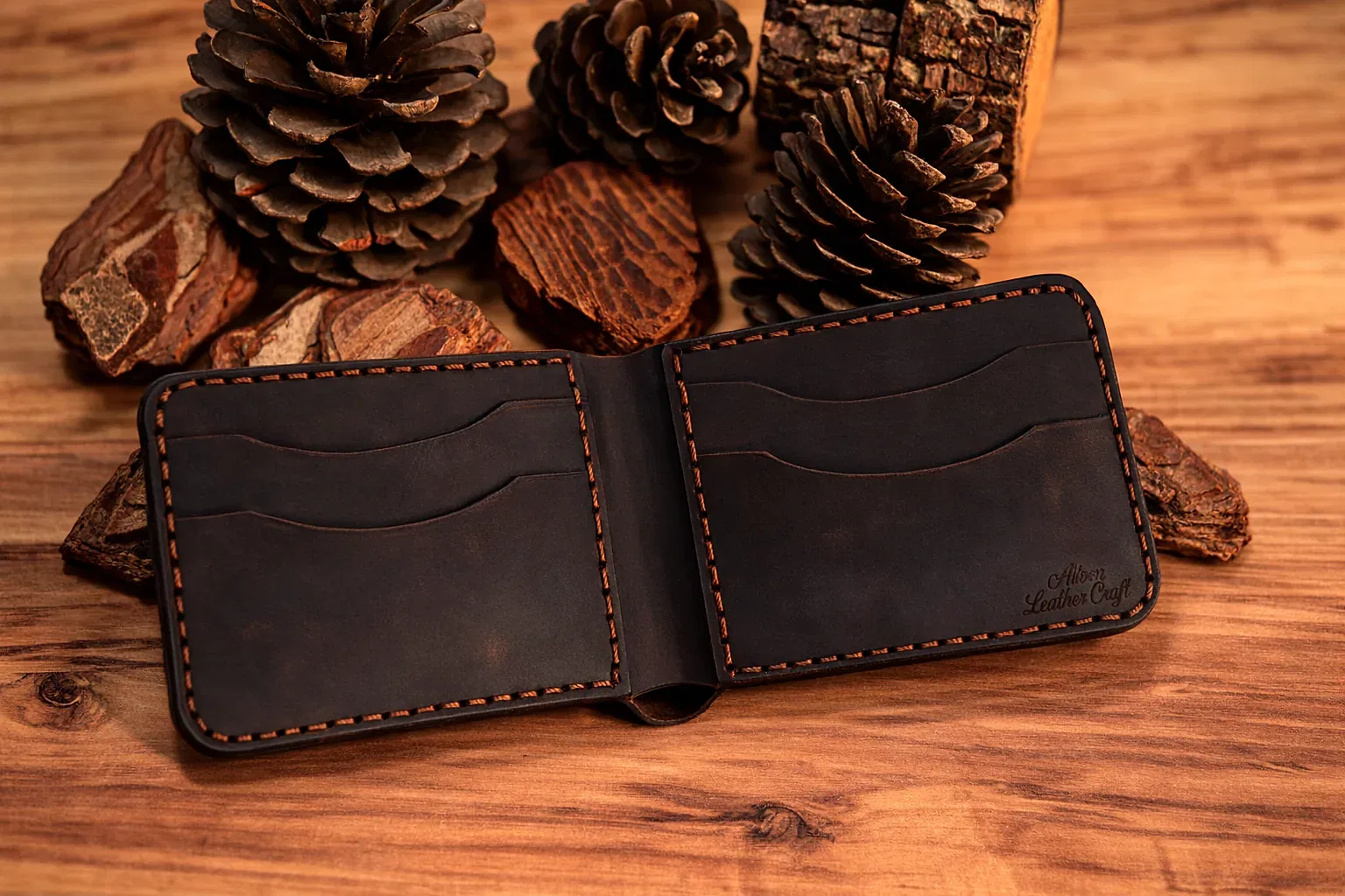 Ares Cüzdan Katlanır Tasarım Hakiki Deri El Yapımı