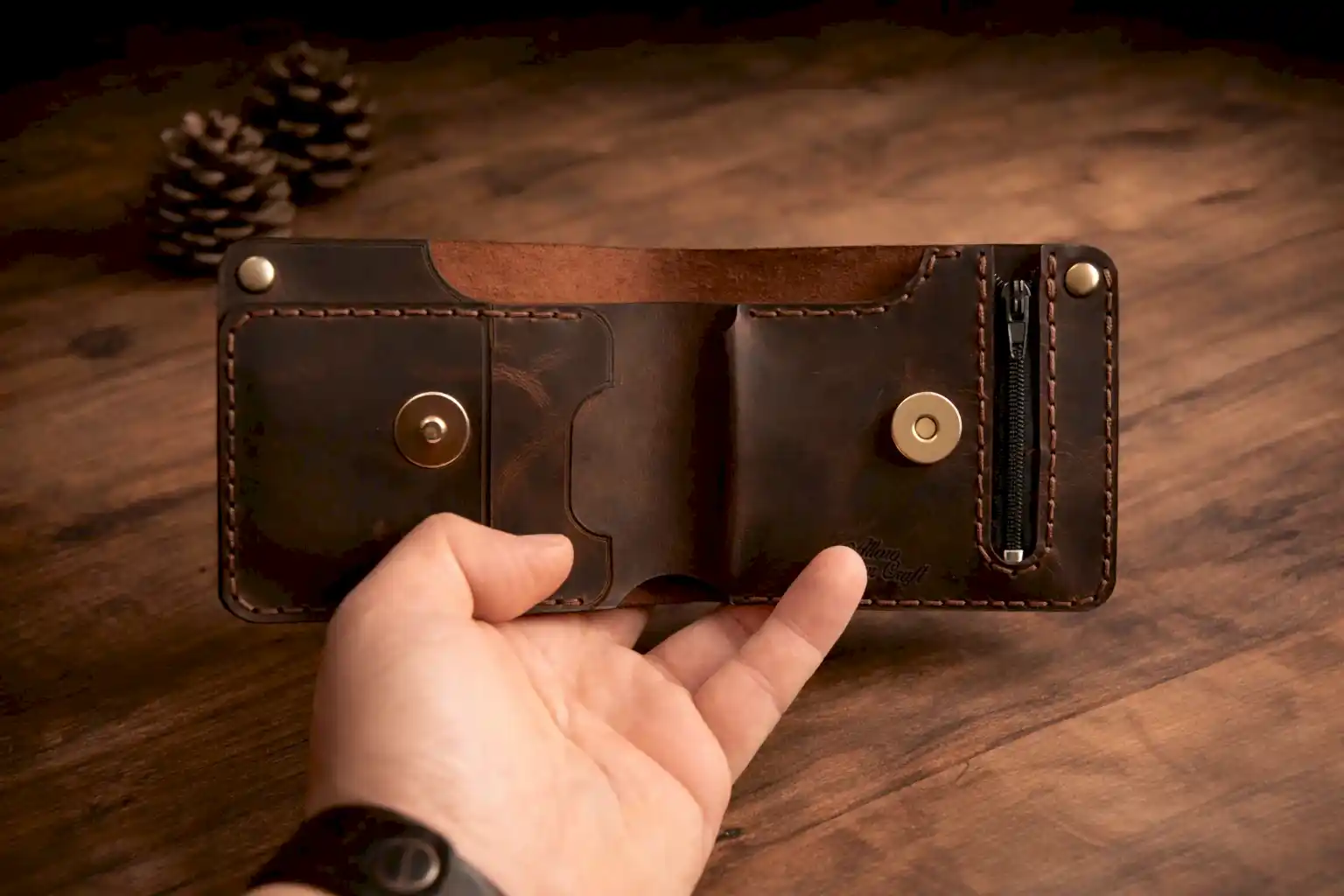 Artemis Cüzdan Katlanır Tasarım Hakiki Deri El Yapımı