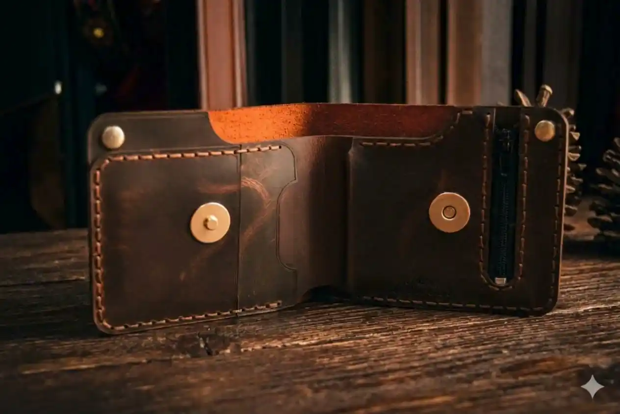 Artemis Cüzdan Katlanır Tasarım Hakiki Deri El Yapımı