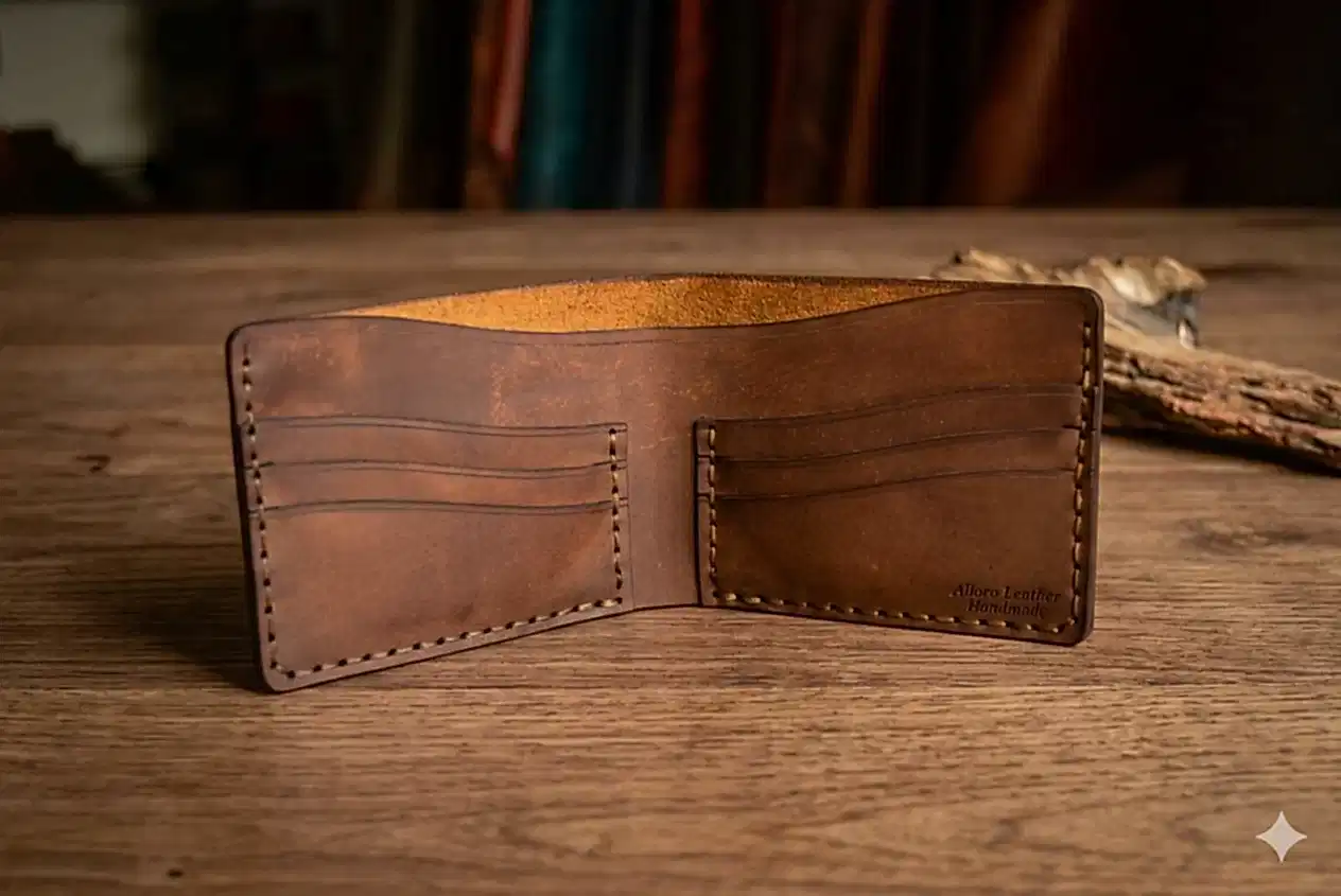 hakiki deri el yapimi asteria bifold deri cüzdan