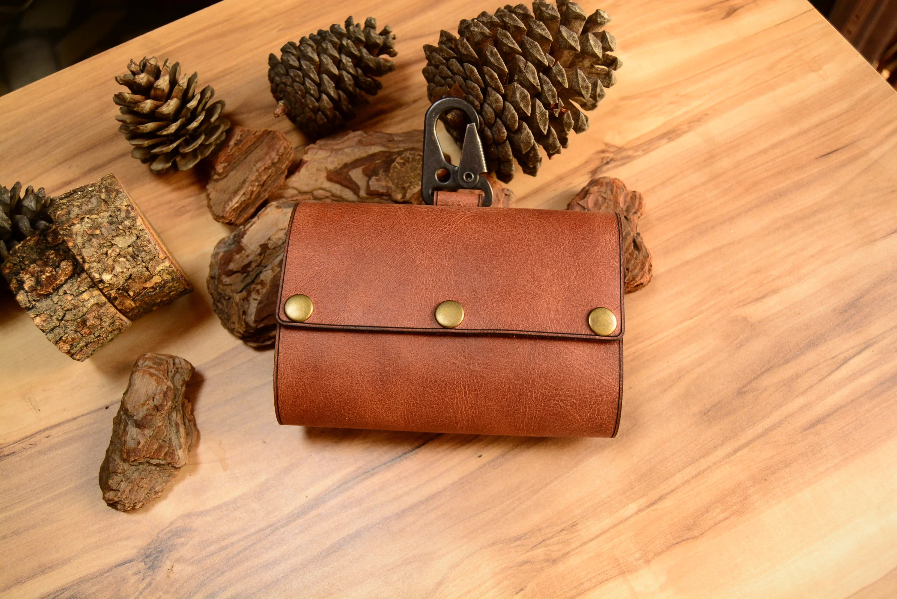 Deri Kamp & Piknik Baharatlık Seti Hakiki Deri El Dikişi 4’lü