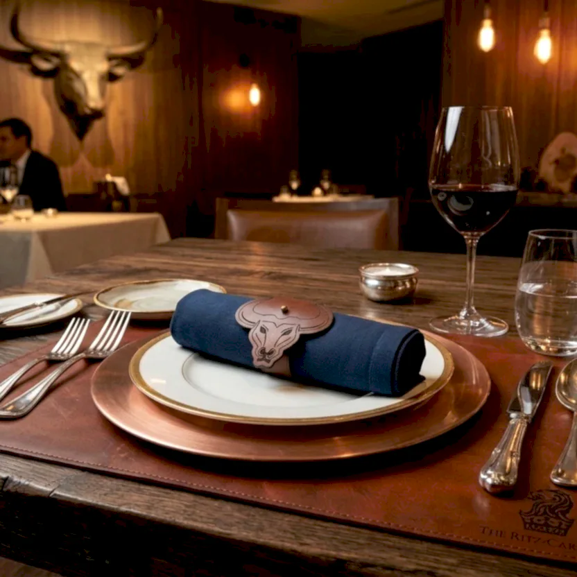 Deri Bez Peçete Yüzüğü El Yapımı Hakiki Deri Lüks Sunum