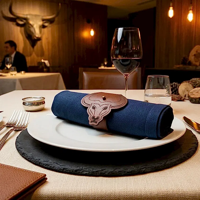 Deri Bez Peçete Yüzüğü El Yapımı Hakiki Deri Lüks Sunum