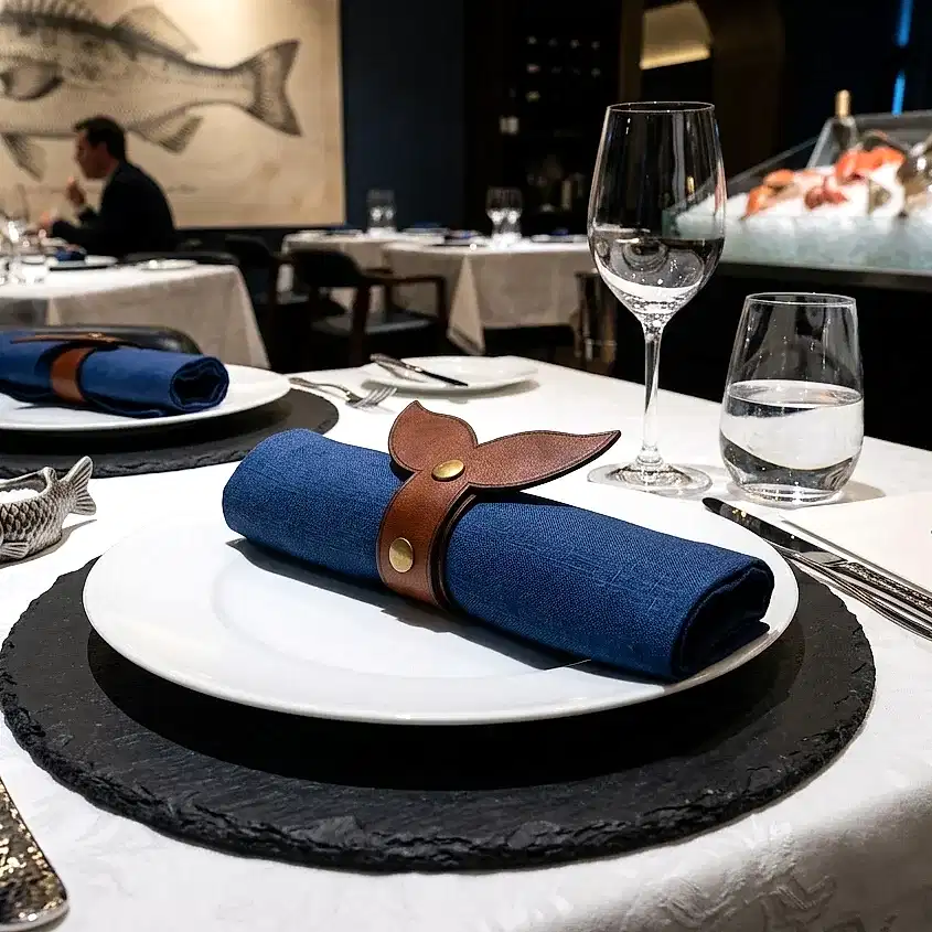 Deri Bez Peçete Yüzüğü El Yapımı Hakiki Deri Lüks Sunum