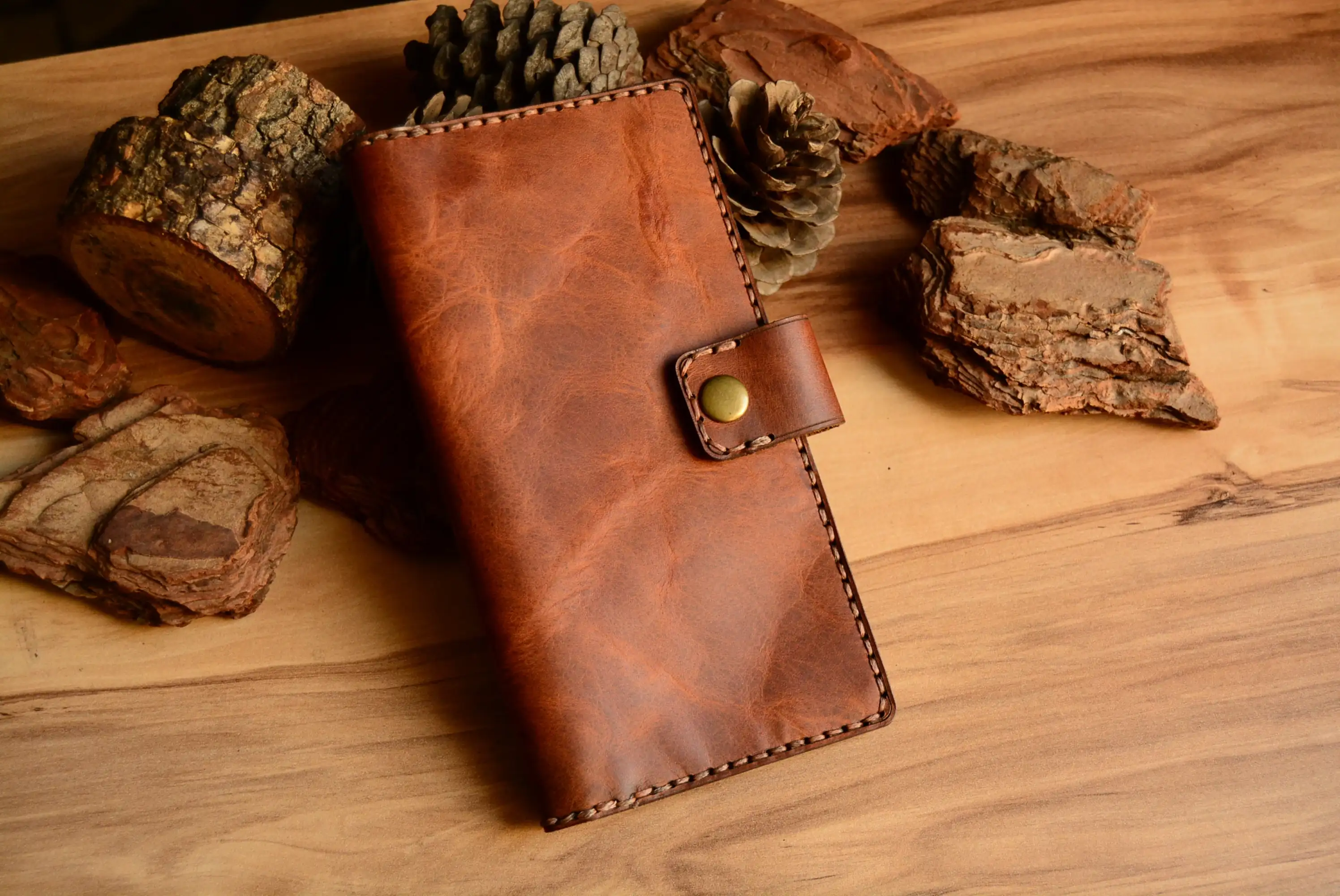 hakiki deri el yapimi blues deri uzun cüzdan