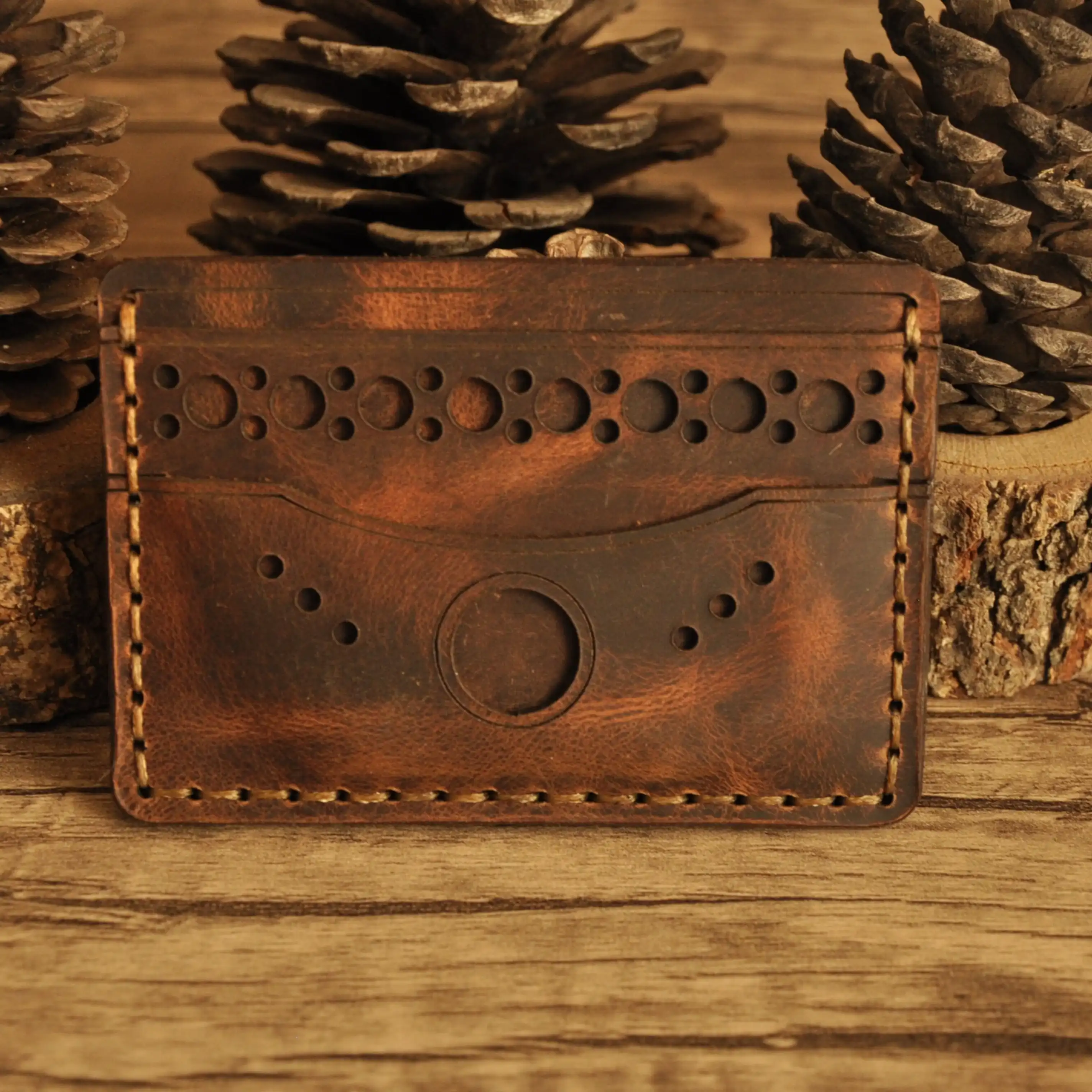 hakiki deri el yapimi bubble deri kartlık