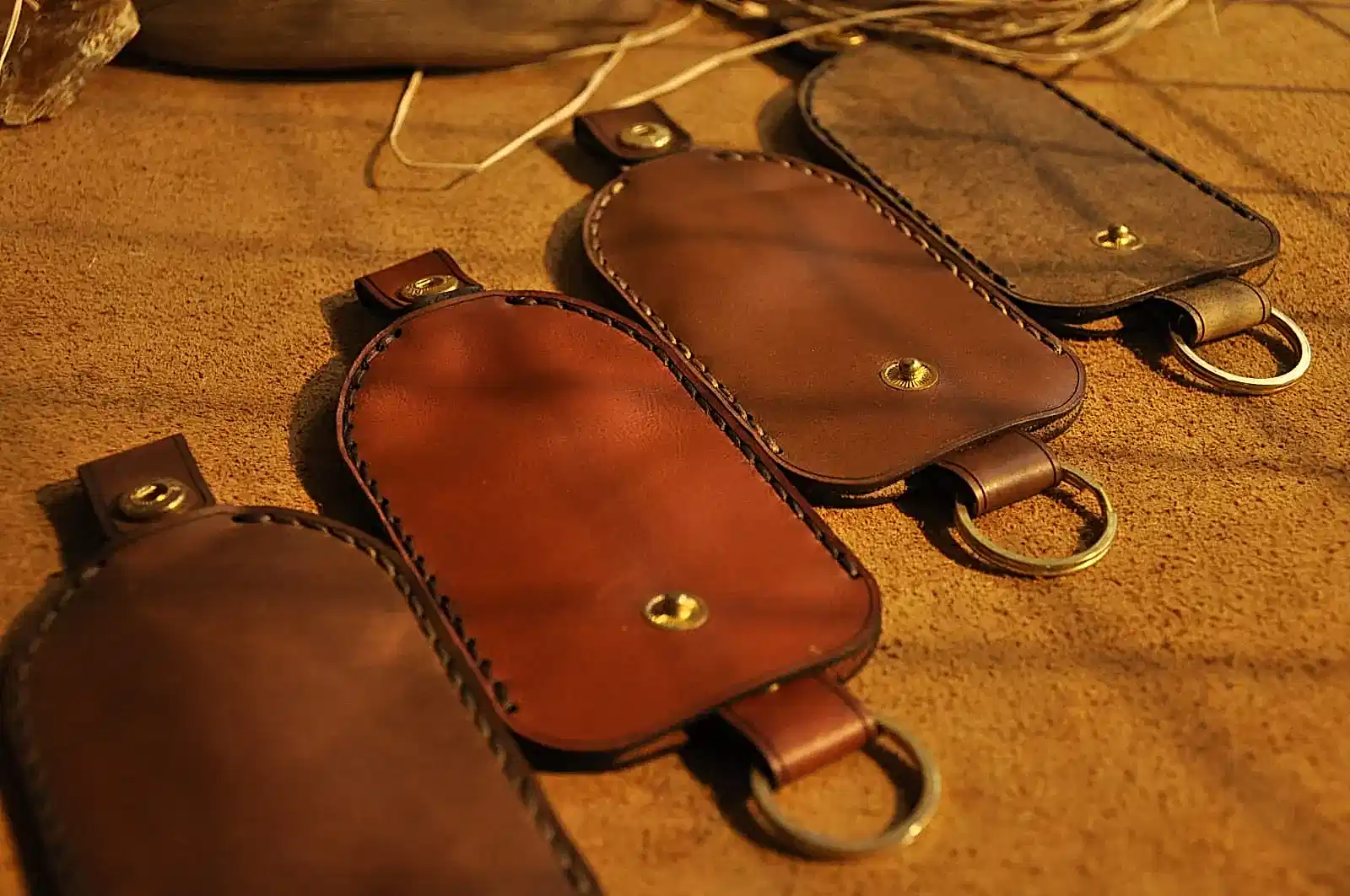 Deri Çekmeli Anahtarlık Hakiki Deri El Yapımı Kapaklı