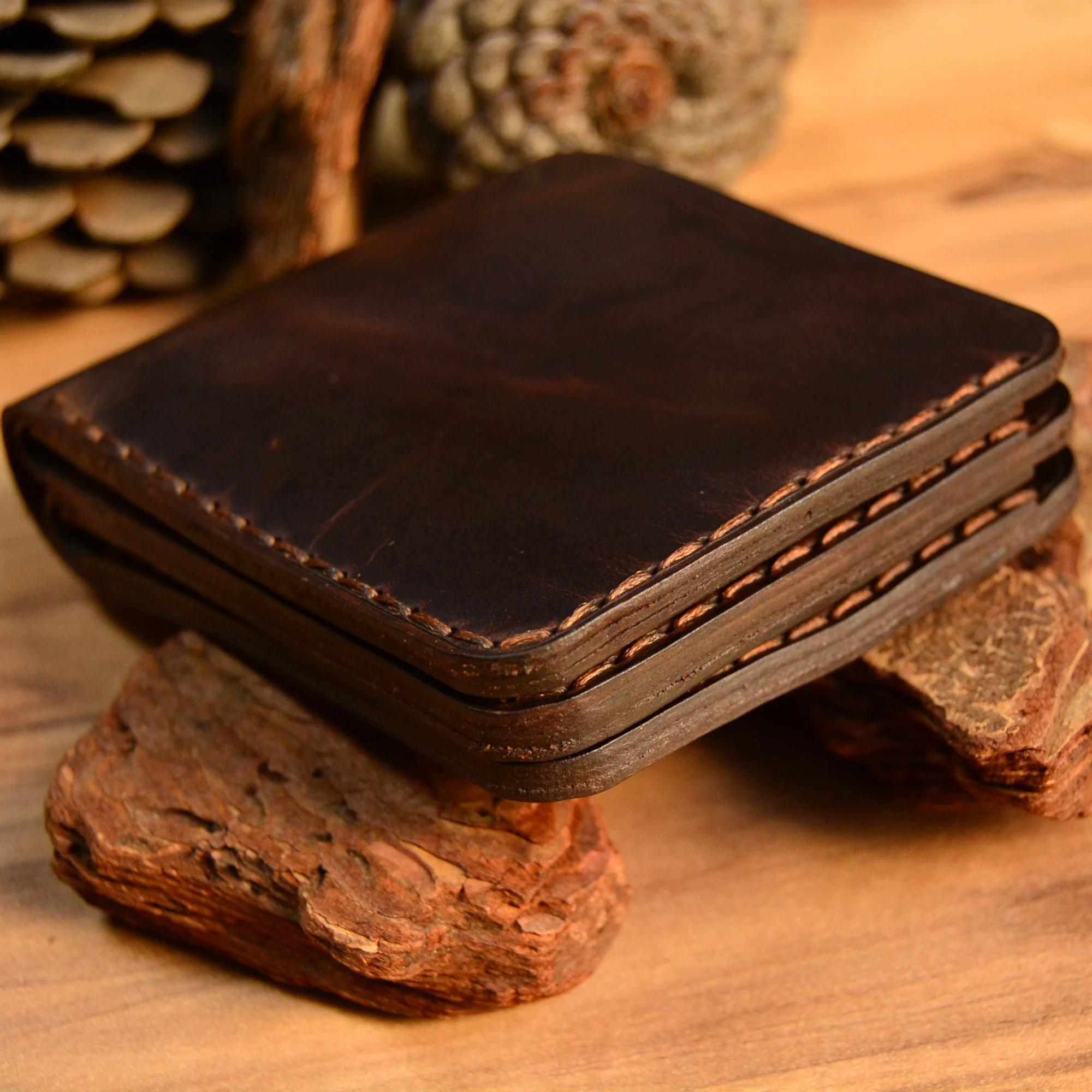 Cerberus Bifold Deri Cüzdan El Yapımı Hakiki Deri