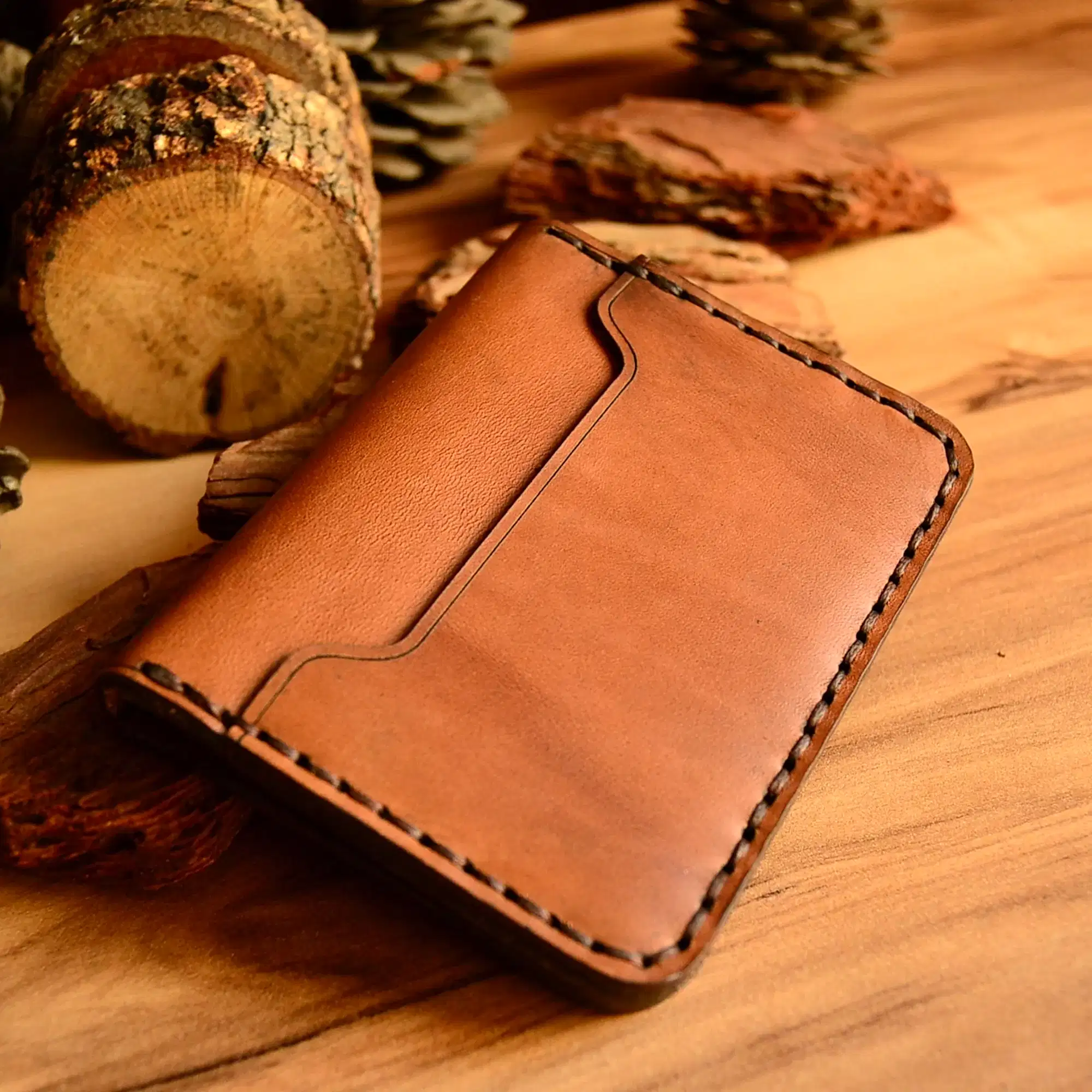 Chicago Kartlık Bifold Tasarım Hakiki Deri El Yapımı