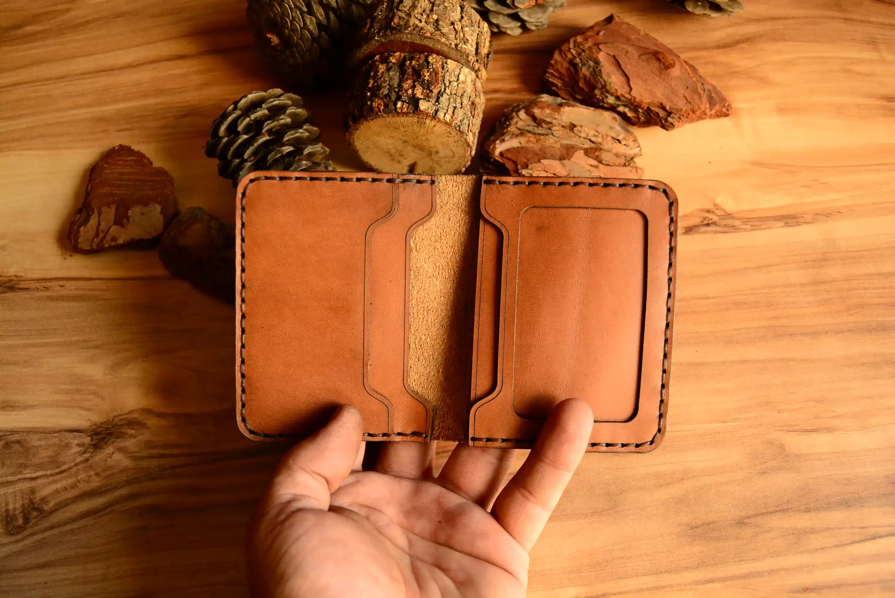 Chicago Kartlık Bifold Tasarım Hakiki Deri El Yapımı