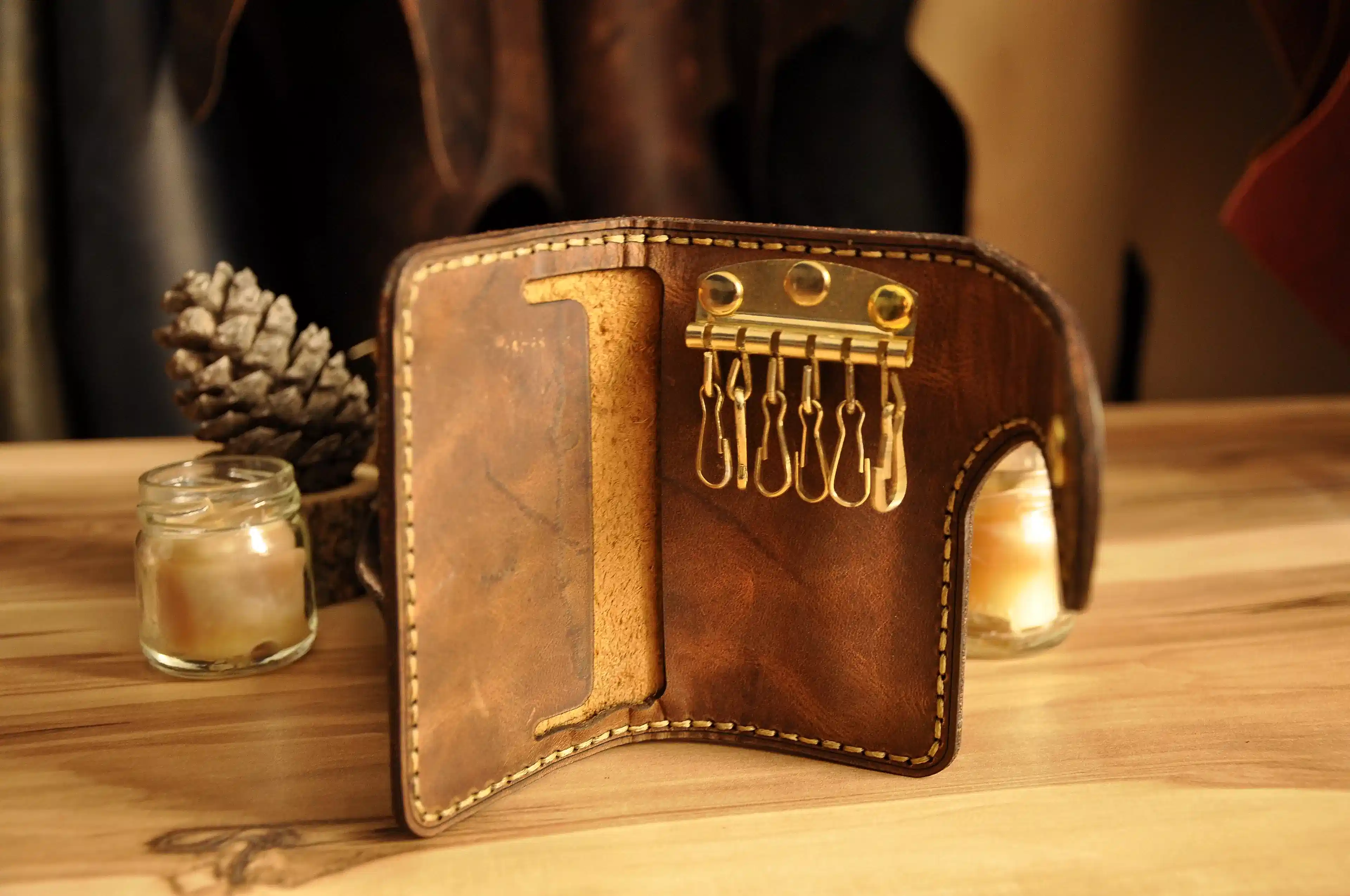 Cowboy Deri Anahtar Organizer Hakiki Deri El Yapımı