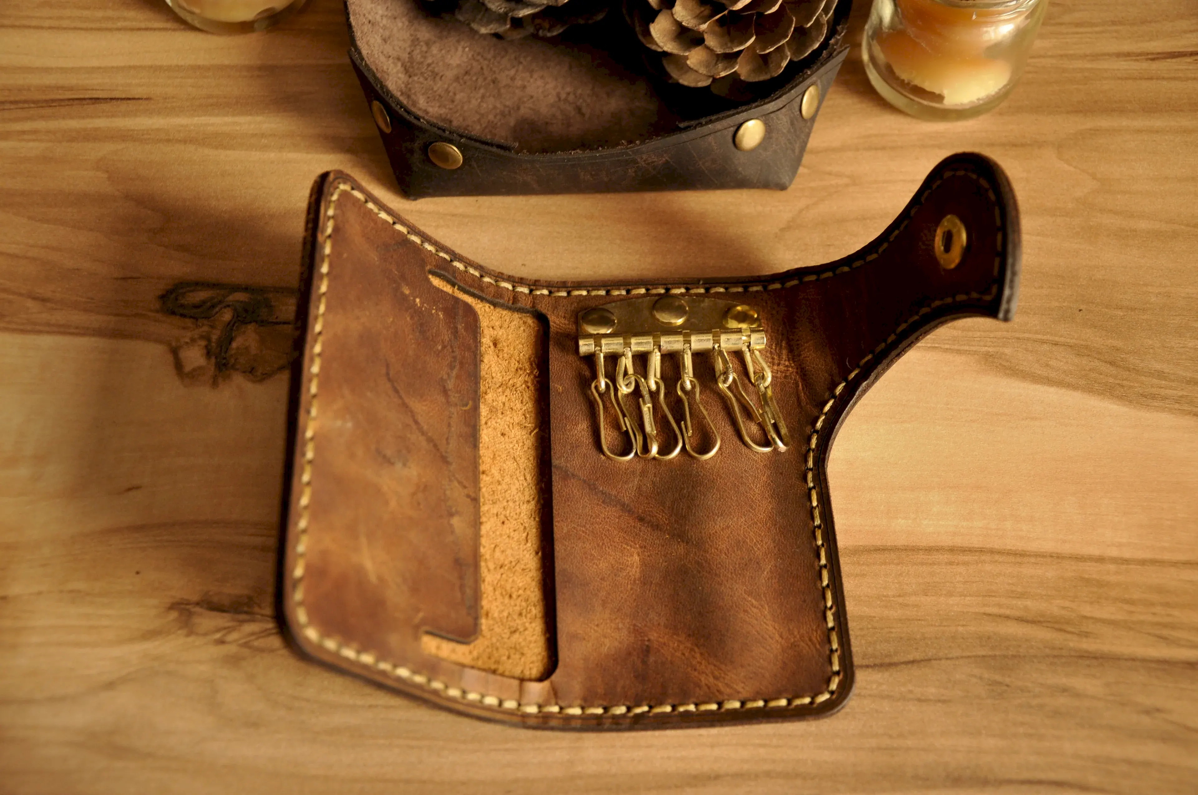 Cowboy Deri Anahtar Organizer Hakiki Deri El Yapımı