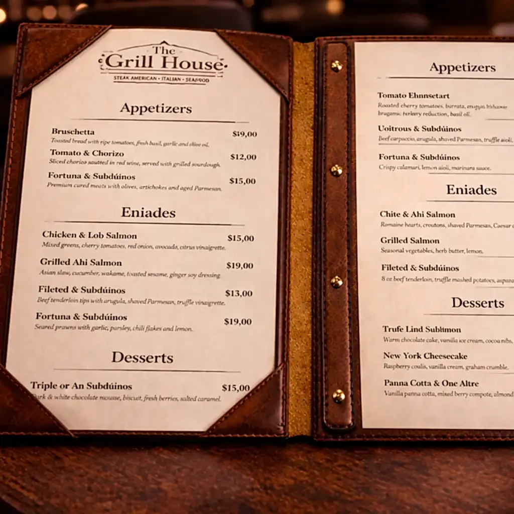 Hakiki Deri Menü Kabı Vidalı Patch Logolu El Dikişi