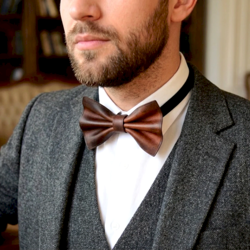 hakiki deri el yapimi deri papyon v-1 deri bow tie