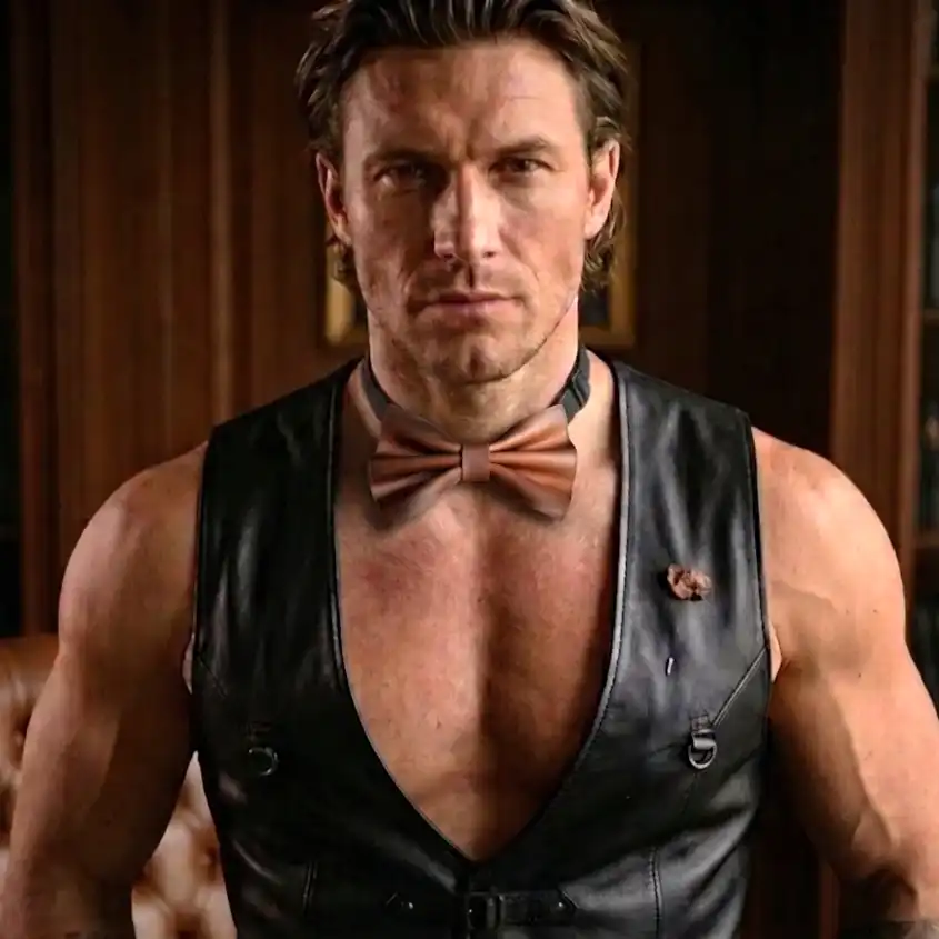 Deri Papyon V-1 El Yapımı Deri Bow Tie