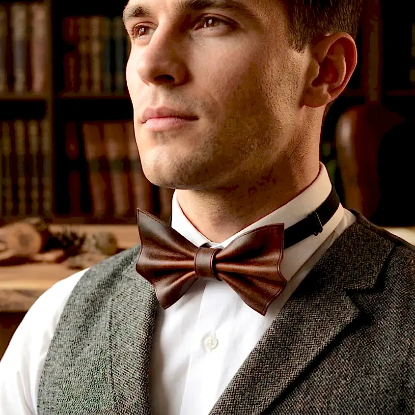 Deri Papyon V-3 Vintage Hakiki Deri El Yapımı