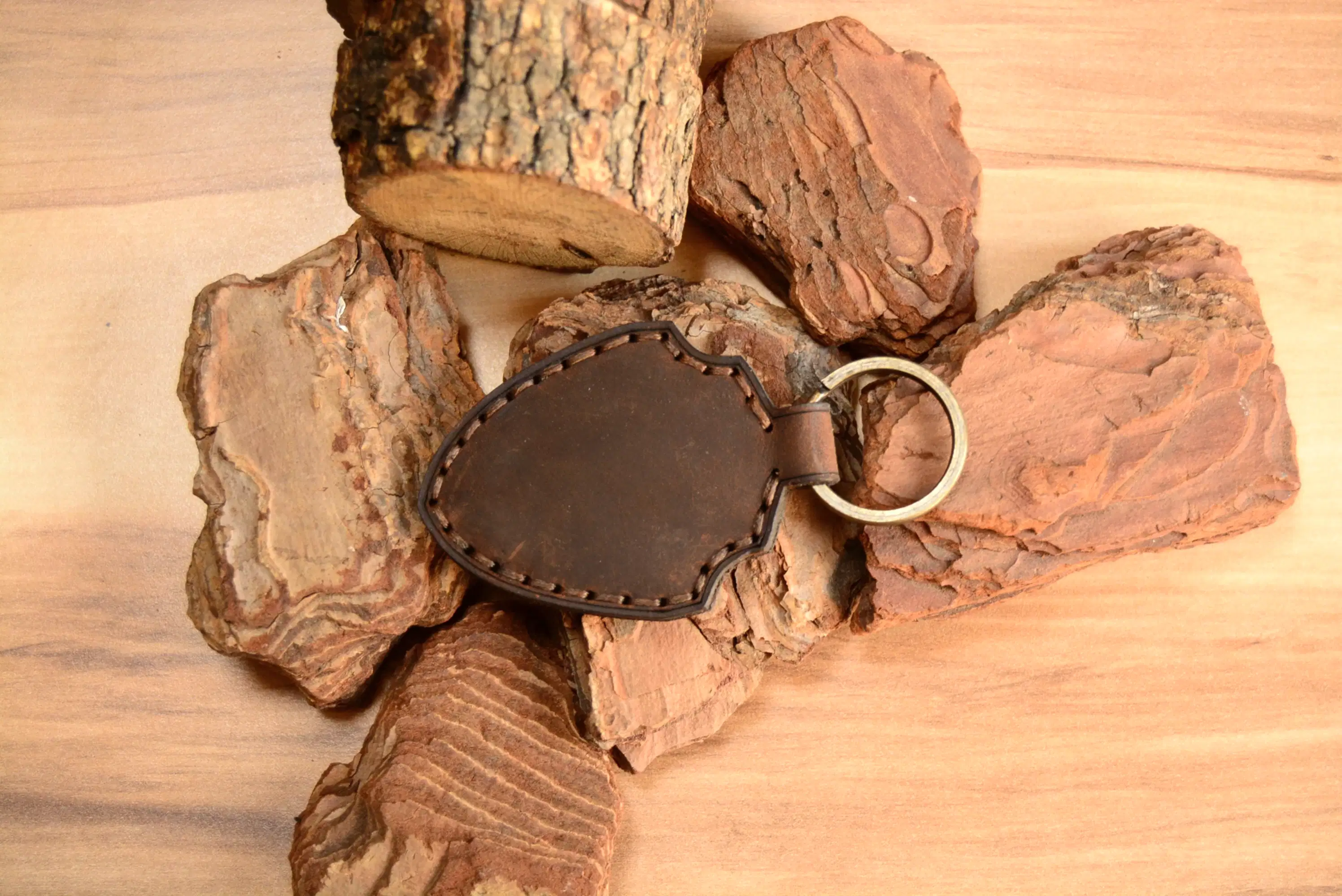 Deri Anahtarlık V-5 Hakiki Deri El Dikişi