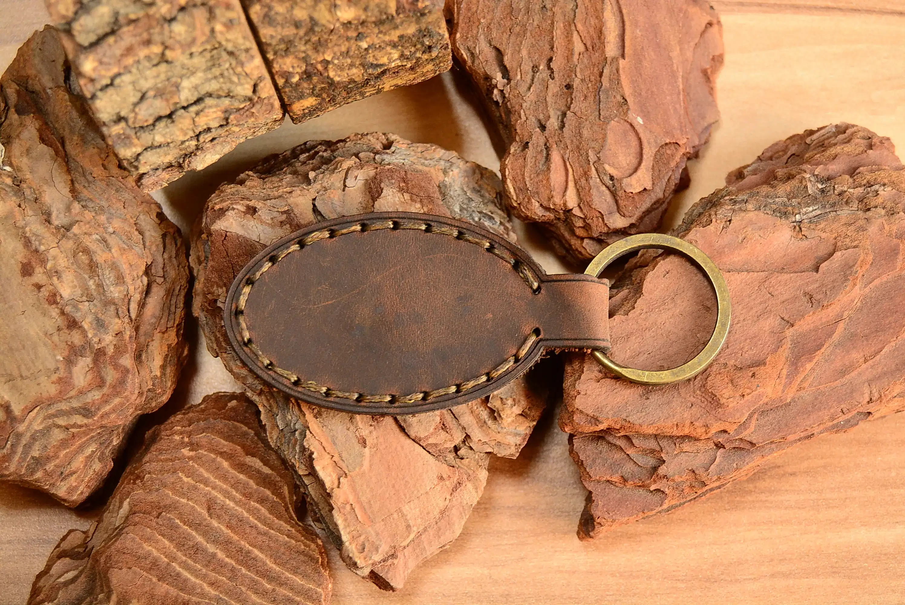 Deri Anahtarlık V-1 Hakiki Deri El Dikişi