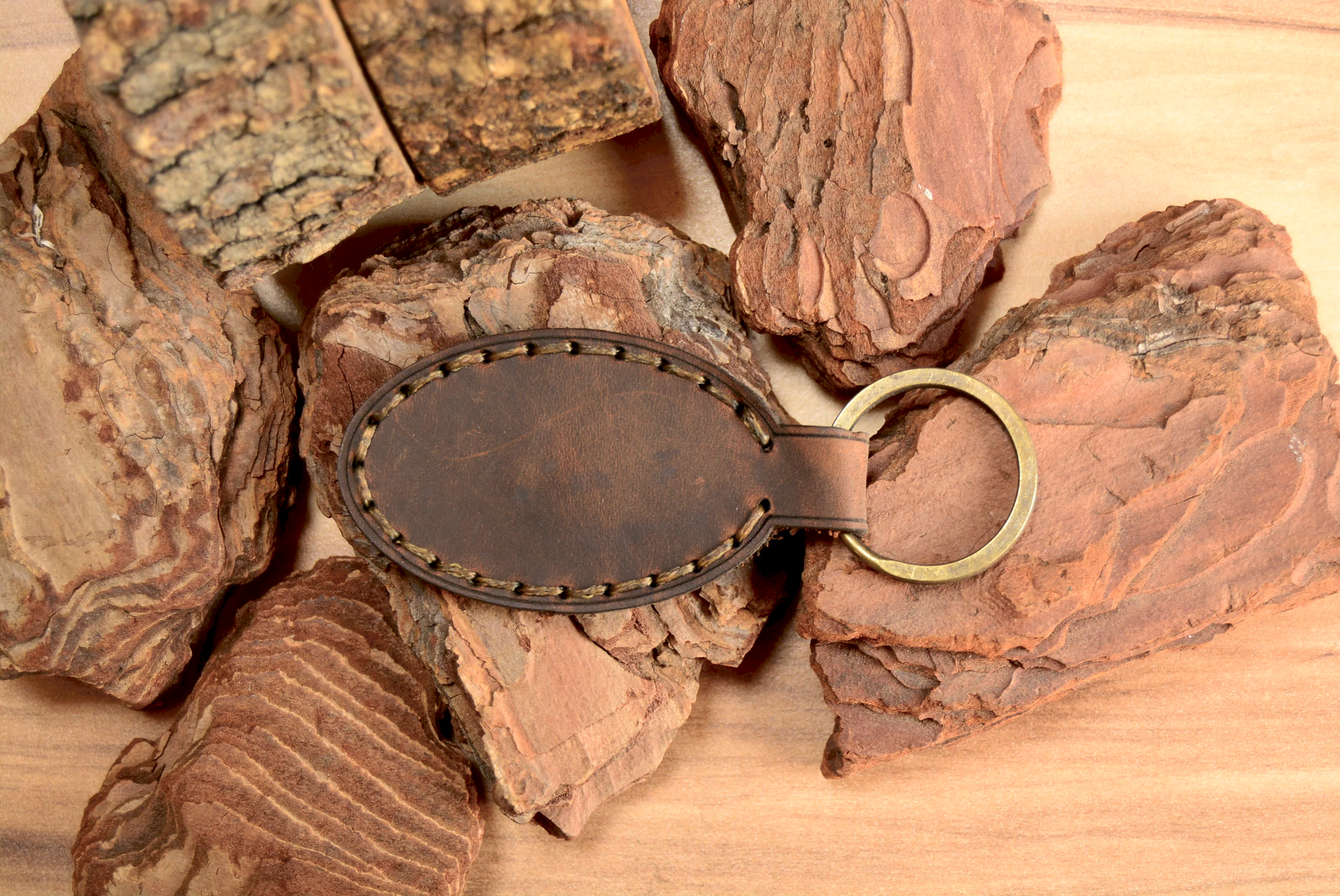 Deri Anahtarlık V-1 Hakiki Deri El Dikişi