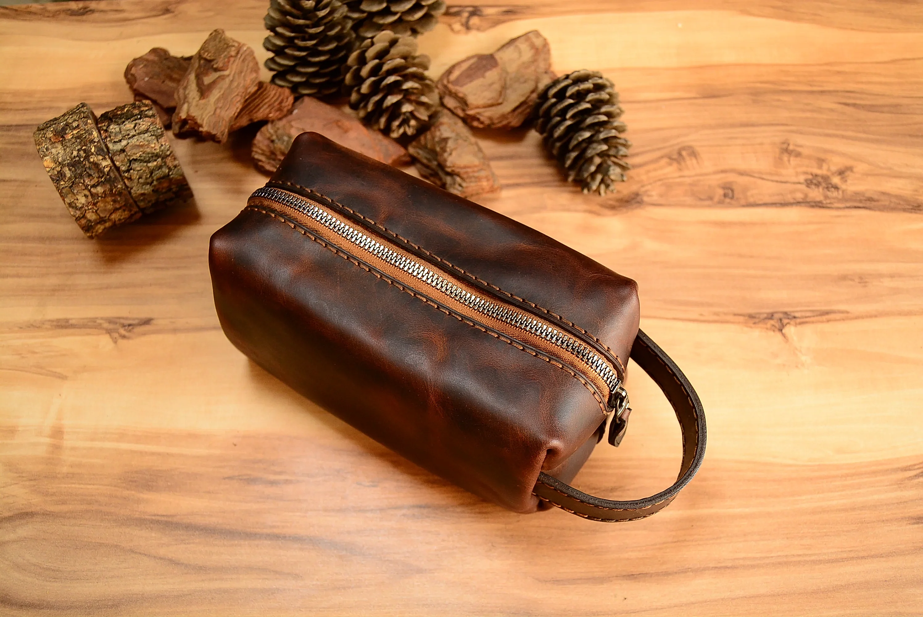 Dopp Kit Çanta El Çantası Hakiki Deri El Yapımı