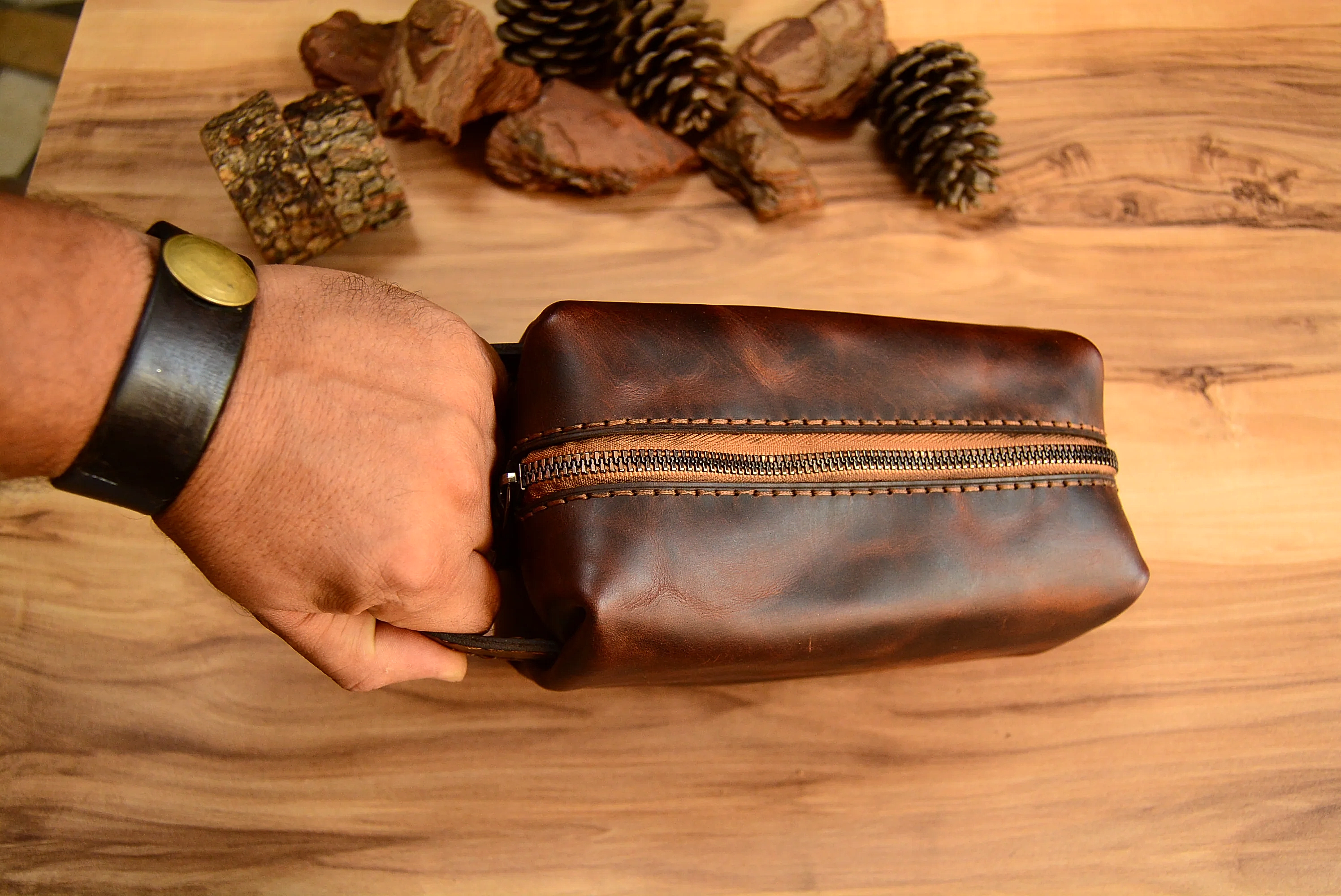 Dopp Kit Çanta El Çantası Hakiki Deri El Yapımı